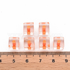 透明なアクリルビーズ  キューブ  オレンジ  8x7.5x7.5mm  穴：1.8mm  約900個/500g&nbsp;TACR-S154-12A-84