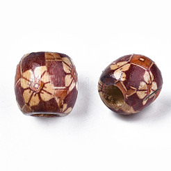 Printed Natural Wood Beads&nbsp;WOOD-S053-65
