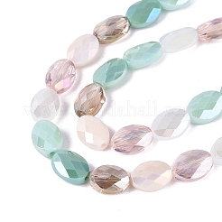 Electroplate Imitation Jade & Opaque & Transparent Glass Beads Strands&nbsp;X-EGLA-Q135-8x11MM-01C