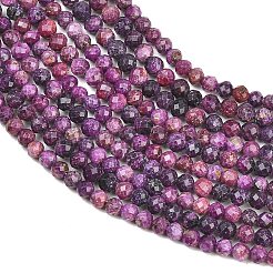 加熱された天然スギライトビーズ連売り  ラウンド  多面カット  3x2.5mm  穴：0.6~0.7mm  約144~146個/連  14.96~15.24''（38~38.7センチメートル）&nbsp;G-B193-B02-3mm
