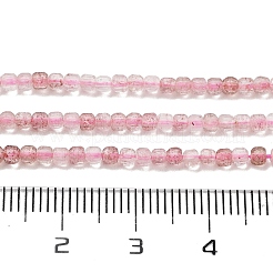 天然石ストロベリークォーツビーズ連売り  ファセットテーブルカットキューブ  1.5~2.5x1.5~2.5x1.5~2mm  穴：0.4mm  約183~186個/連  15.35~15.55''（39~39.5センチメートル）&nbsp;G-H042-B11-01A