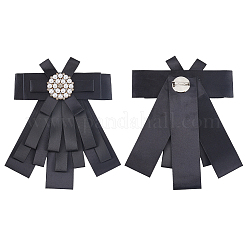 Bowknot Tie Polyester Rhinestone Brooches&nbsp;JEWB-WH20006-12