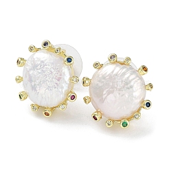 Rack Plating Brass Stud Earrings&nbsp;KK-K348-08G