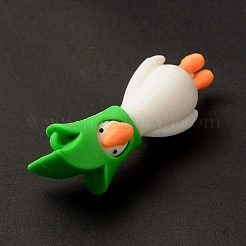 不透明樹脂のかわいいアヒルの大きなペンダント  アヒルの人形のチャーム  ミディアムシーグリーン  70x25x30mm  穴：3mm&nbsp;RESI-D065-B04