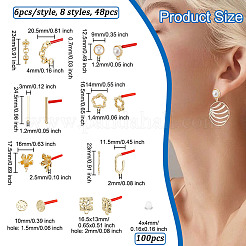 48Pcs 8 Style Alloy Stud Earring Findings&nbsp;FIND-PH0007-25