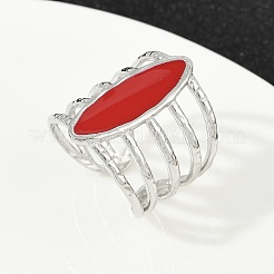 Horse Eye 304 Stainless Steel Enamel Cuff Rings for Women&nbsp;RJEW-G355-04P-02