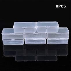 プラスチックビーズ収納ケース  長方形  透明  11.8x7.2x3.5cm  8個/セット&nbsp;CON-BC0006-25