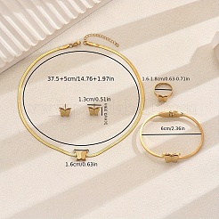 Stainless Steel Butterfly Bangle & Earrings & Necklaces & Rings Sets for Women&nbsp;RG3156