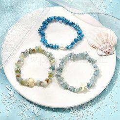 宝石ビーズストレッチブレスレット3セット  淡水パールと  ヒトデ＆カメ  内径：2-1/8インチ（5.5cm）  3個/セット&nbsp;BJEW-JB11175