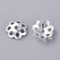 201ステンレススチールビーズキャップ  マルチ花弁  花  銀  6x2mm  穴：0.9mm&nbsp;STAS-K210-06S
