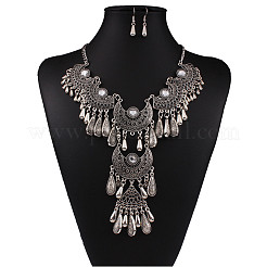 Alloy Acrylic Teardrop Tassel Pendant Necklaces & Dangle Earrings Sets&nbsp;FS-WGAE9A5-02