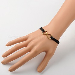 彼女のフェイクスエードコード合金無限リンクブレスレットのバレンタインギフトのアイデア  カニカン付き  ミックスカラー  178mm&nbsp;BJEW-JB01260