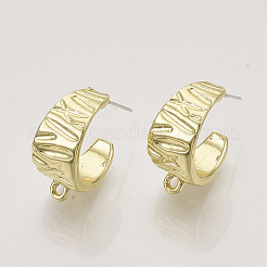 合金製スタッドピアスパーツ  ハーフフープピアス  カン付き  ライトゴールド  22x10mm  穴：1.8mm  ピン：0.6mm&nbsp;PALLOY-S121-244