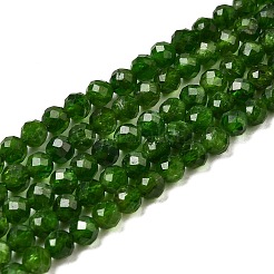 天然グリーンディオプサイドビーズ連売り  ラウンド  マイクロファセット  4mm  穴：0.9mm  約83個/連  14.96インチ（38cm）&nbsp;G-NH0046-A01-03