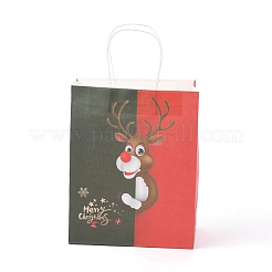 クリスマステーマクラフト紙袋  ハンドル付き  ギフトバッグやショッピングバッグ用  鹿の模様  35cm&nbsp;ABAG-H104-D06