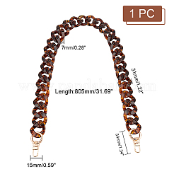Leopard Print Pattern Acrylic Curb Chain Bag Handles&nbsp;FIND-WH0120-04A