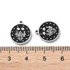 304 Stainless Steel Black Enamel Charms&nbsp;STAS-M102-17P-05