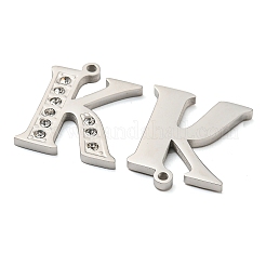 304ステンレスペンダント  ラインストーン付き  文字k  文字k  18x15x2mm  穴：1.4mm&nbsp;STAS-L022-157P-K