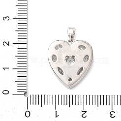 バレンタインデーの真鍮パヴェクリアキュービックジルコニアペンダント  ハートチャーム  プラチナ  19x16.5x3mm  穴：4.5x2.5mm&nbsp;CU-H001-01P
