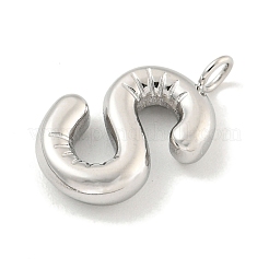 変色しない304ステンレススチールペンダント  レターチャーム  ステンレス鋼色  文字S  17x10x3mm  穴：2mm&nbsp;X-STAS-C102-15P-S