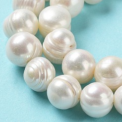 天然養殖淡水パールビーズ連売り  ポテト  グレードA  アンティークホワイト  8.5~12x9.5~11mm  穴：0.5mm  約35個/連  13.86''（35.2センチメートル）&nbsp;PEAR-E019-12