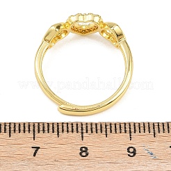 Brass Micro Pave Cubic Zirconia Cuff Rings for Women&nbsp;RJEW-Z113-26G