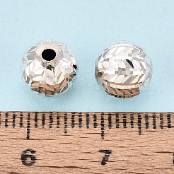 テクスチャ加工された925スターリングシルバービーズ  ラウンド  銀  8mm  穴：1.6mm&nbsp;STER-T008-45S-01