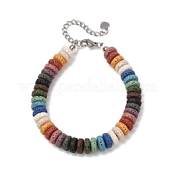 Chakra Dyed Natural Lava Rock Heishi Beaded Bracelets&nbsp;GG-CBA922D-04