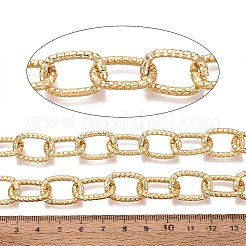 アルミアズキチェーン  テクスチャ  溶接されていない  スプールで  ゴールドカラー  20.5x14x2.5mm  約32.81フィート（10m）/ロール&nbsp;CHA-Q001-06G