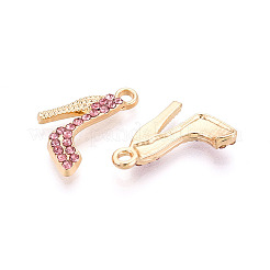 合金ラインストーンペンダント  かかとの高い靴  ゴールドカラー  ミックスカラー  18x13x3mm  穴：2mm&nbsp;PALLOY-T092-25G