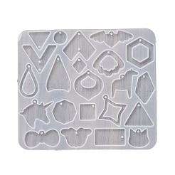 幾何学的なイヤリングペンダント DIY シリコン型  レジン型  UVレジン用  エポキシ樹脂工芸品作り  透明  113x129x4.5mm  内径：12~31.5x12.5~31.5mm  穴：2mm&nbsp;DIY-Q033-05D