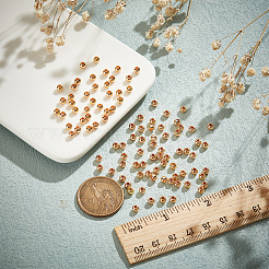 ラックメッキ真鍮製ビーズ  長持ちメッキ  ラウンド  14KGP本金メッキ  4x3mm  穴：1.5mm&nbsp;KK-LP0001-08G-02