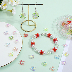 アクリルビーズキャップ400個  ABカラーメッキ  4  - 花びらの花  ミックスカラー  12x12x5mm  穴：1.5mm&nbsp;OACR-SP0001-15