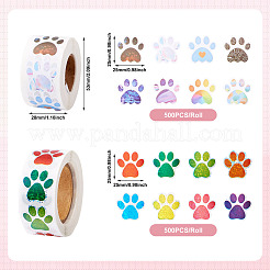 2 Rolls 2 Colors Dog Paw Print Paper Stickers&nbsp;DIY-TA0011-56