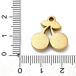 304ステンレスペンダント  チェリーチャーム  PVD真空メッキ  18KGP本金メッキ  18x17.5x3mm  穴：1.8mm&nbsp;STAS-S163-27G
