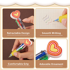 15Pcs 5 Colors Plastic Heart-Shaped Multi-Color Ballpoint Pen&nbsp;AJEW-TA0005-79
