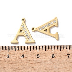 本物の14Kゴールドメッキ304ステンレススチールペンダント  ラインストーン付き  文字a  18.5x16.5x2mm  穴：1.2mm&nbsp;STAS-L022-157G-A