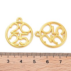 ラックメッキ合金ペンダント  カドミウムフリー＆鉛フリー  ニッケル電気メッキ  2025つの番号  ラウンド  25x22x1.5mm  穴：1.8mm&nbsp;LS-PALLOY-S190-06G-02
