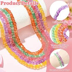5 Strands 5 Colors Crackle Transparent Glass Beads Strands&nbsp;GLAA-CJ0003-04