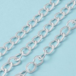 楕円形酸化アルミカーブチェーン  ヘビ皮のテクスチャー  溶接されていない  銀  リンク：11~12x8~9x2mm  約30ヤード/ロール&nbsp;CHA-K003-06S