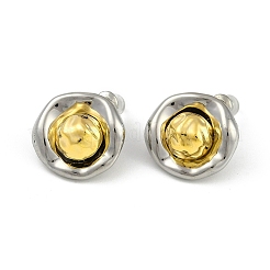 不規則なフラットラウンドい真鍮のスタッドピアス  22KGP本金メッキ  19x20mm&nbsp;EJEW-Q391-17G