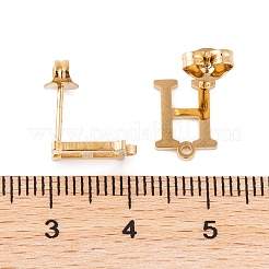 イオンプレーティング（IP）304ステンレススチールスタッドピアス  女性のための  文字h  11x8mm  穴：1mm  ピン：0.7mm&nbsp;FIND-Q103-01H-G