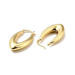 女性用ラックメッキ真鍮チャンキーフープピアス  カドミウムフリー＆鉛フリー  18KGP本金メッキ  38.5x21x6mm  ピン：0.5x1.6mm&nbsp;LS-EJEW-G288-35E-G