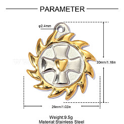 Two-tone 304 Stainless Steel Pendants&nbsp;STAS-OY014-43GP