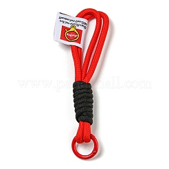 ポリエステルキーホルダー  亜鉛合金リング付き  レッド  14.2~15.8cm&nbsp;AJEW-Z019-02B