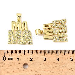 Mother's Day Brass Micro Pave Cubic Zirconia Pendants&nbsp;KK-M324-02I-G