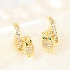 Owl Brass Micro Pave Cubic Zirconia Cuff Earrings&nbsp;EJEW-Z164-01G