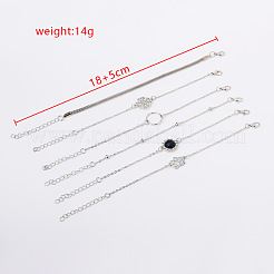 6個 6スタイル 合金リンク&チェーンブレスレットセット  蓮  樹脂と  アンティークシルバー  7-1/8インチ（18cm）  1個/スタイル&nbsp;FS-WG1CF16-01