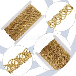 ウェーブメタリックポリエステルリボン  ガーメントアクセサリー  ゴールド  7/8インチ（22mm）  約5ヤード/ロール&nbsp;OCOR-WH0077-56B