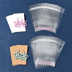 紙製ディスプレイカード50枚  ピアスに使用  長方形  セロハンバッグ付き  シエナ  9x5x0.01cm&nbsp;CDIS-FS0001-14B